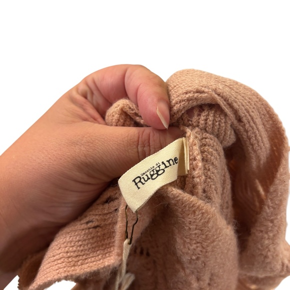 NWT macchia di Ruggine Blush Peach Knit Fringe Poncho One Size Prairie V neck - Picture 8 of 10